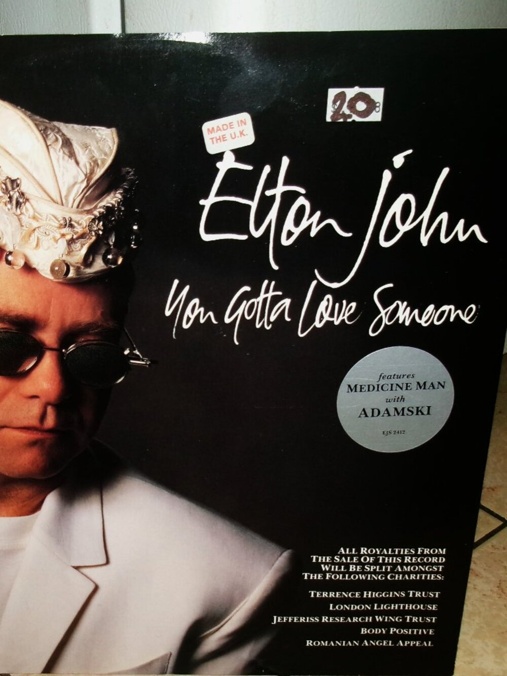 elton john you gotta love somebody+ medicine man 1990 uk charity 12 inch single